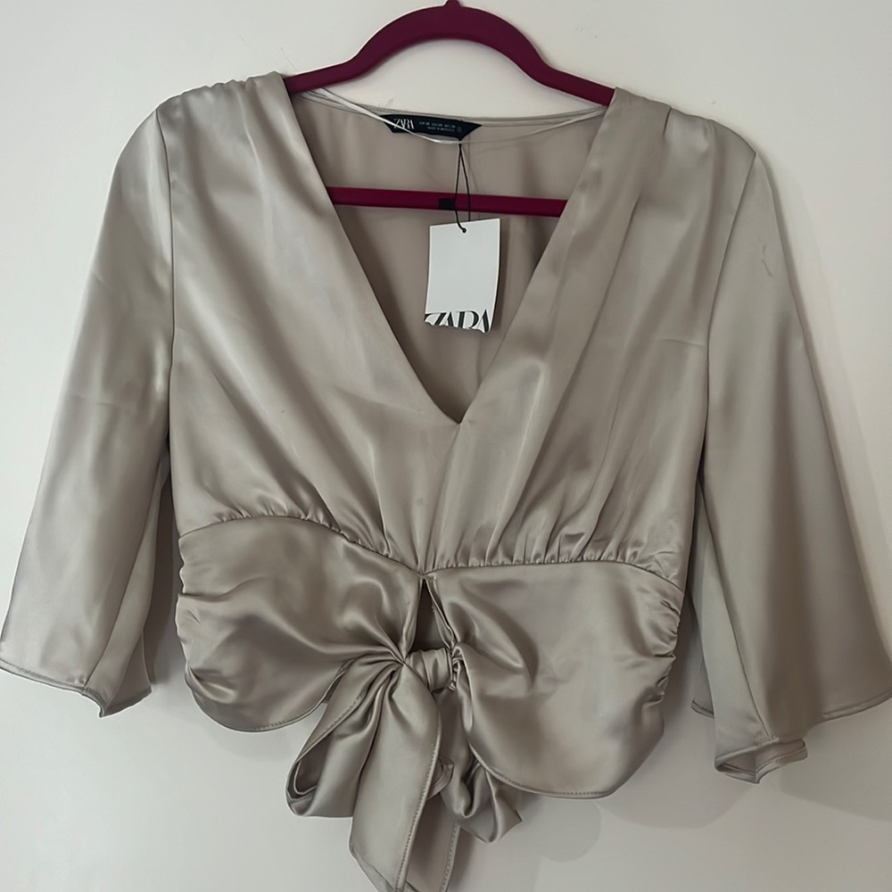 Zara Cream Silk Blouse